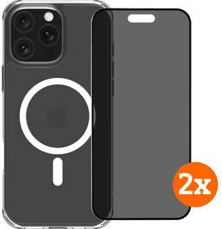 BlueBuilt Protective Cover MagSafe iPhone 16 Pro Max + Privacy Displayschutz Doppelpack