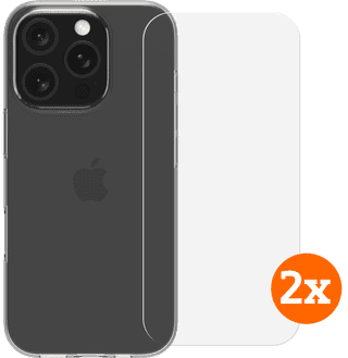 BlueBuilt Backcover iPhone 16 Pro Transparent + Panzerglas Doppelpack