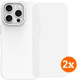 BlueBuilt Backcover iPhone 16 Pro Weiß + Panzerglas Doppelpack