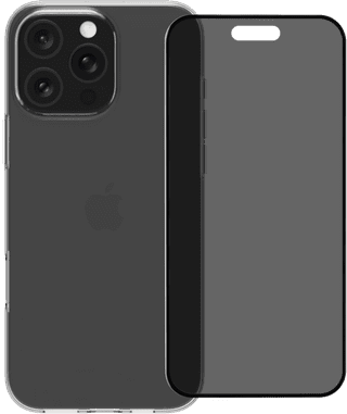 BlueBuilt Backcover iPhone 16 Pro Max Transparent + Panzerglas mit Blickschutzfilter