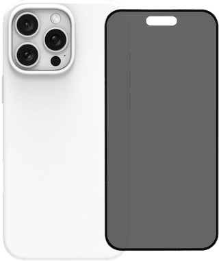 BlueBuilt Backcover iPhone 16 Pro Max Weiß + Panzerglas mit Blickschutzfilter