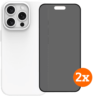 BlueBuilt Backcover iPhone 16 Pro Weiß + Panzerglas mit Blickschutzfilter Doppelpack