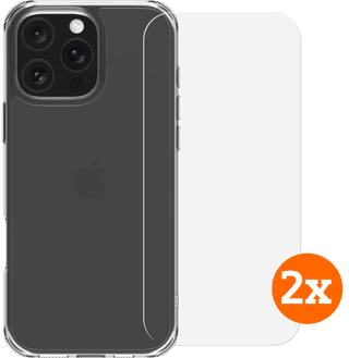 BlueBuilt Protective Backcover iPhone 16 Pro Max Transparent + Displayschutz Doppelpack