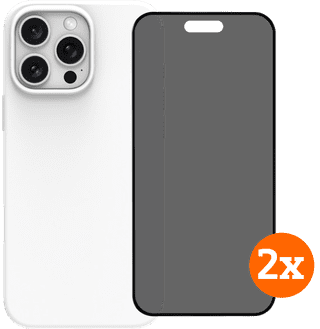 BlueBuilt Backcover iPhone 16 Pro Max Weiß + Panzerglas mit Blickschutzfilter Doppelpack