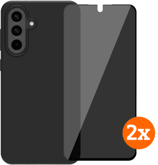 BlueBuilt Samsung Galaxy A56 Backcover Schwarz + Displayschutz mit Blickschutzfilter Doppelpack