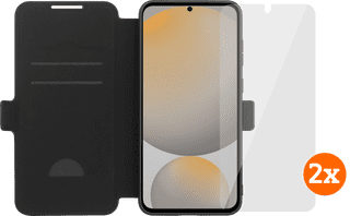 BlueBuilt Samsung Galaxy S25 FE Book Case Schwarz + Panzerglas Doppelpack