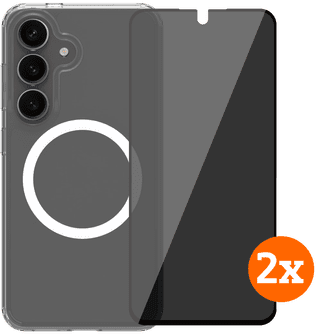 BlueBuilt Protective Cover Magnet Galaxy S25 Transparent + Privacy Protector Doppelpack