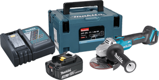 Makita DGA504ZJ + Makita Starter Set 18V LXT 3.0Ah BL1830B/DC18RC