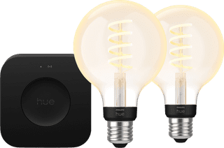 Philips Hue Filament White Ambiance Globe Doppelpack + Bridge Pro