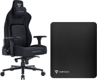 Vortech Prestige Gaming-Stuhl Schwarz + Vortech Bodenschutzmatte Schwarz