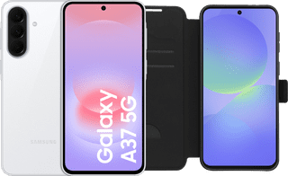 Samsung Galaxy A37 256GB Weiß 5G + BlueBuilt Book Case Schwarz