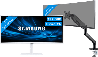 Samsung ViewFinity S6 LS34C650TAUXEN + BlueBuilt Monitorhalterung für 1 Ultrawide-Monitor