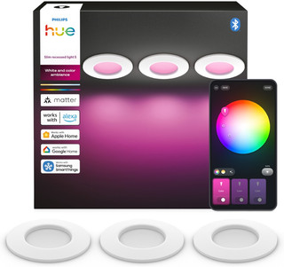 Philips Hue Recessed Spot Light Slim 3-pack - White and Color - 90mm - White