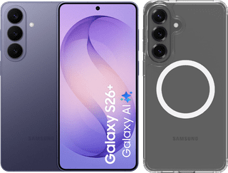 Samsung Galaxy S26 Plus 256GB Dark Blue 5G + BlueBuilt Back Cover with Magnet Transparent