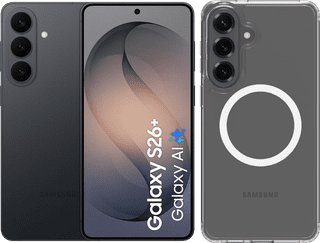 Samsung Galaxy S26 Plus 256GB Schwarz 5G + BlueBuilt Backcover mit Magnet Transparent