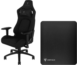 Vortech Pro Gaming Chair Black + Floor Mat