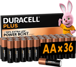Duracell Plus AA batteries 36 pieces