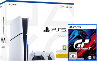 PlayStation 5 Slim mit Laufwerk + Gran Turismo 7 + Zusätzlicher Controller Weiß