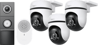 TP-Link Tapo C500 3-Pack + D235 Smart Battery & Wired Doorbell