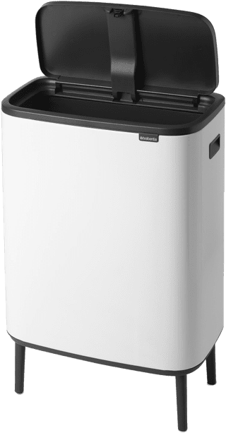 Brabantia Bo Touch Bin Hi Trash Can 60L with Plastic Inner Bucket - White