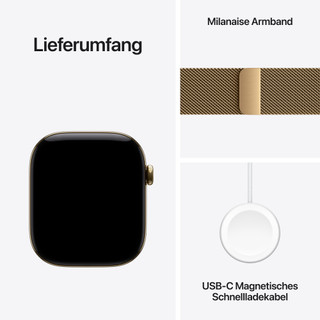 Apple Watch Series 12 Cellular 46 mm Titan Gold Milanaise Armband M/L
