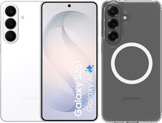 Samsung Galaxy S26 Plus 256GB Weiß 5G + BlueBuilt Backcover mit Magnet Transparent