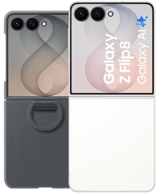Samsung Galaxy Z Flip8 512GB Weiß 5G + Backcover aus Silikon mit Magnet Schwarz