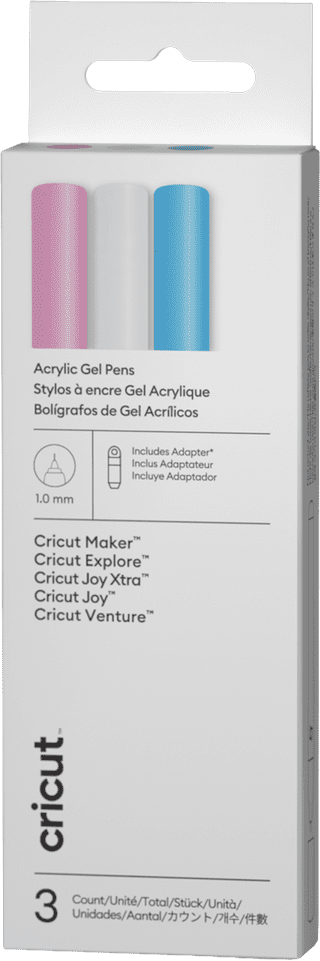 Cricut Acrylic Gel Pens 1.0mm (Set of 3) + Adapter