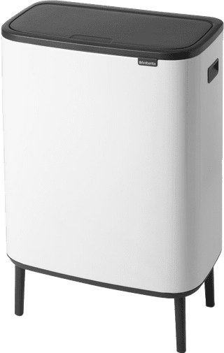 Brabantia Bo Touch Bin Hi Trash Can 60L with Plastic Inner Bucket - White