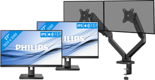Philips 272B1G/00 Doppelpack + BlueBuilt Monitorhalterung Mechanische Feder für 2 Monitore