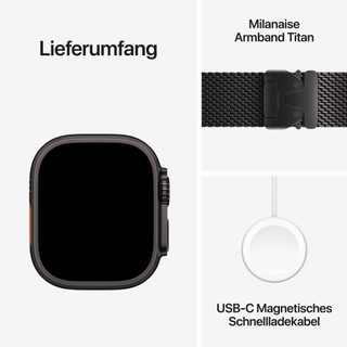 Apple Watch Ultra 4 Cellular 49 mm Schwarz Milanaise Armband M