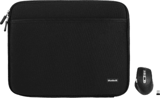 BlueBuilt Laptophülle Breite 36 cm 15-16 Zoll M Schwarz + Maximus Maus