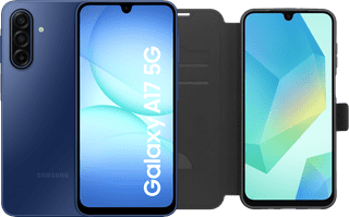 Samsung Galaxy A17 128GB Blue 5G + BlueBuilt Book Case Black