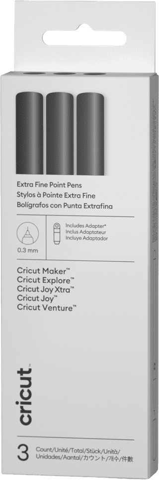 Cricut Extra Fine Point Pens 0.3mm (Set of 3) + Adapter