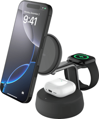 Belkin UltraCharge Pro 3-in-1 MagSafe Wireless Charger with Stand Qi2 25W Black