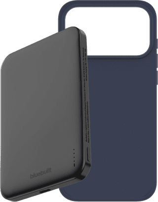 BlueBuilt MagSafe Hülle iPhone 18 Pro Max Blau + Powerbank 5.000 mAh Grau