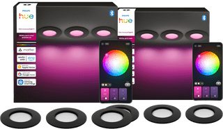 Philips Hue Einbaustrahler Slim 6er-Pack - White & Color - 90 mm - Schwarz