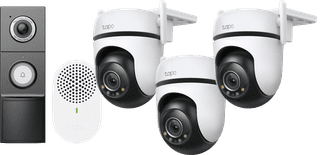 TP-Link Tapo C520WS 3-Pack + D235 Smart Battery & Wired Doorbell