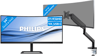 Philips 3000 Series 34B2U3600C/00 Curved + BlueBuilt Monitorhalterung für 1 Ultrawide-Monitor