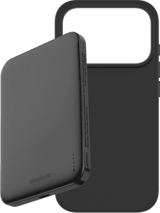BlueBuilt MagSafe Hülle iPhone 18 Pro Schwarz + Powerbank 5.000 mAh Grau