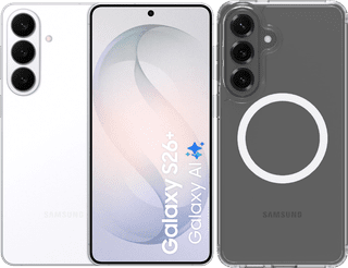 Samsung Galaxy S26 Plus 512GB Weiß 5G + BlueBuilt Backcover mit Magnet Transparent