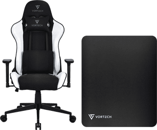 Vortech Essential Gaming-Stuhl Weiß + Vortech Bodenschutzmatte Schwarz