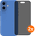 BlueBuilt Backcover iPhone 16 Blau + Panzerglas mit Blickschutzfilter Doppelpack