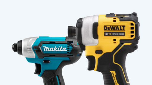 DeWalt and Makita impact screwdrivers