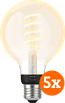 Philips Hue Filament Light White Ambiance Globe E27 5-pack