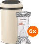 Brabantia Touch Bin 60L Soft Beige + Trash Bags (120 units) Main Image