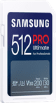 Samsung SDXC PRO Ultimate 512GB 130 MB/s + USB-Adapter linke seite
