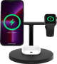 Belkin Boost Charge Pro MagSafe und Qi2 3-in-1 Kabelloses Ladegerät 15 W mit Ständer Schwarz vorne