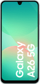 Samsung Galaxy A26 128GB Grün 5G + Samsung Ladegerät 25 Watt Schwarz vorne