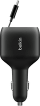 Belkin Power Delivery and Quick Charge Car Charger with 2 USB Ports and USB-C Cable 75W front